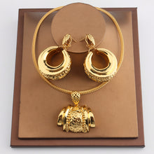 Load image into Gallery viewer, African Jewelry Set For Women Fashion Dubai Wedding Earrings Pendant Necklace For Bridal Design Gold Plated Nigerian Accessory
