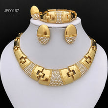 Load image into Gallery viewer, Gold Plated Luxury Jewelry Set for Women African Dubai Fashion Necklace Earrings Bracelet Ring Set for Wedding Party
