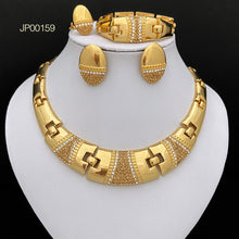 Load image into Gallery viewer, Gold Plated Luxury Jewelry Set for Women African Dubai Fashion Necklace Earrings Bracelet Ring Set for Wedding Party
