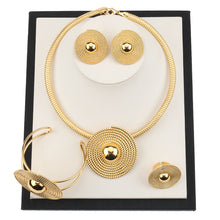 Load image into Gallery viewer, 4 pcs Luxury Women Dubai Jewelry Sets Large Pendant 18k Gold Plated Women Necklace Earring Bracelet Ring Jewelry Set
