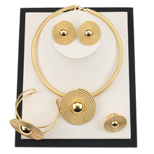 Load image into Gallery viewer, 4 pcs Luxury Women Dubai Jewelry Sets Large Pendant 18k Gold Plated Women Necklace Earring Bracelet Ring Jewelry Set
